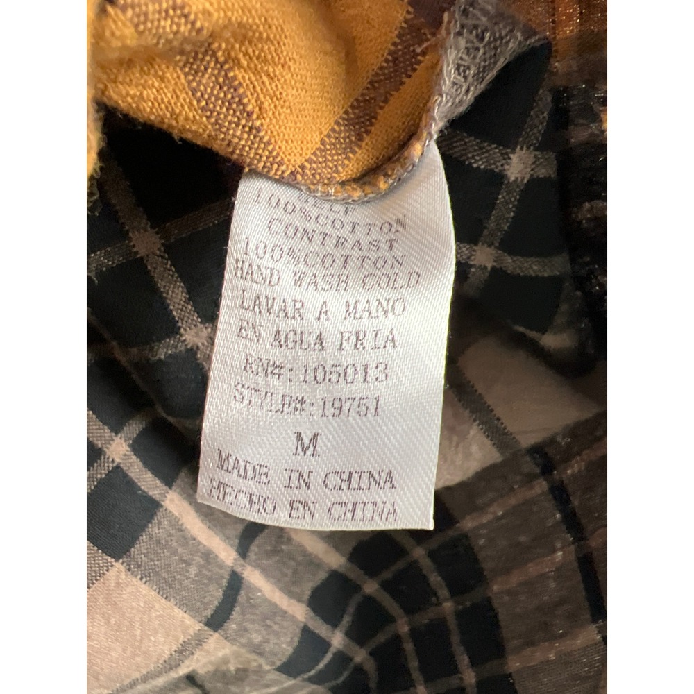 Savanna Jane Button Down Shirt Womens Medium Brown Plaid Patchwork Mixed Media - Picture 3 of 8